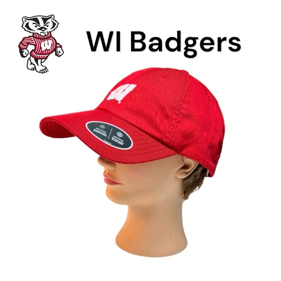Men’s Red Under Armour Free Fit OSFM Wisconsin Badgers Hat With W On The Front - Picture 1 of 15